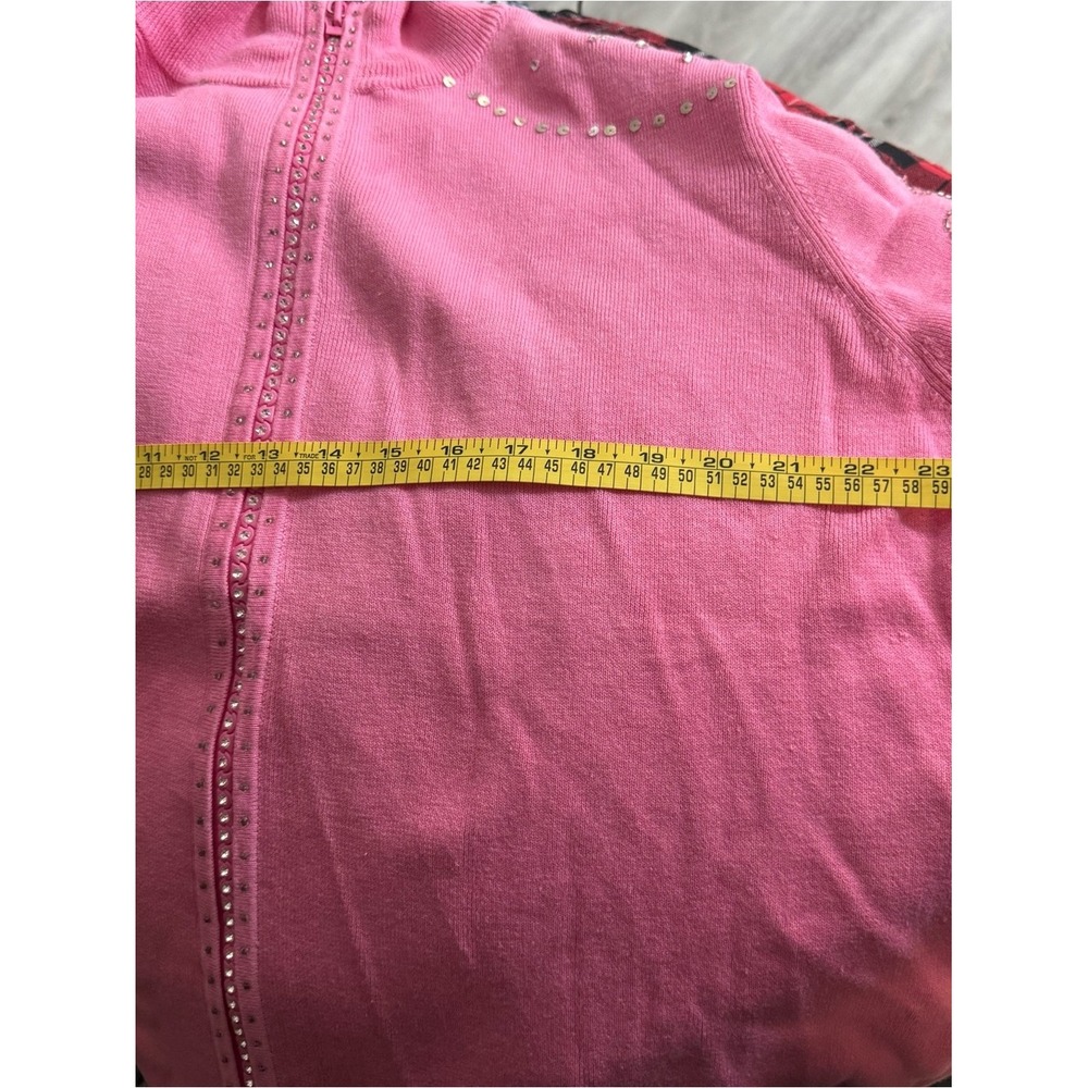 Quacker Factory Pink Rhinestone Zip-Up Cardigan - Picture 8 of 12